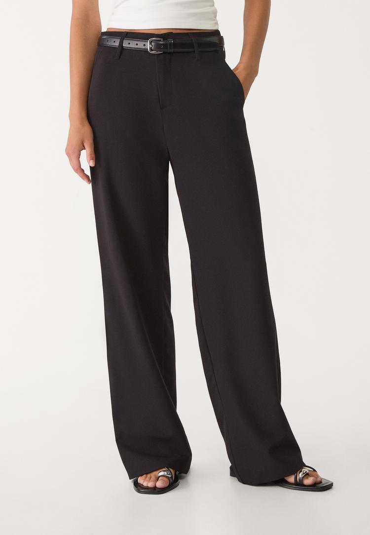 pantalon fluido recto vestir cinturon