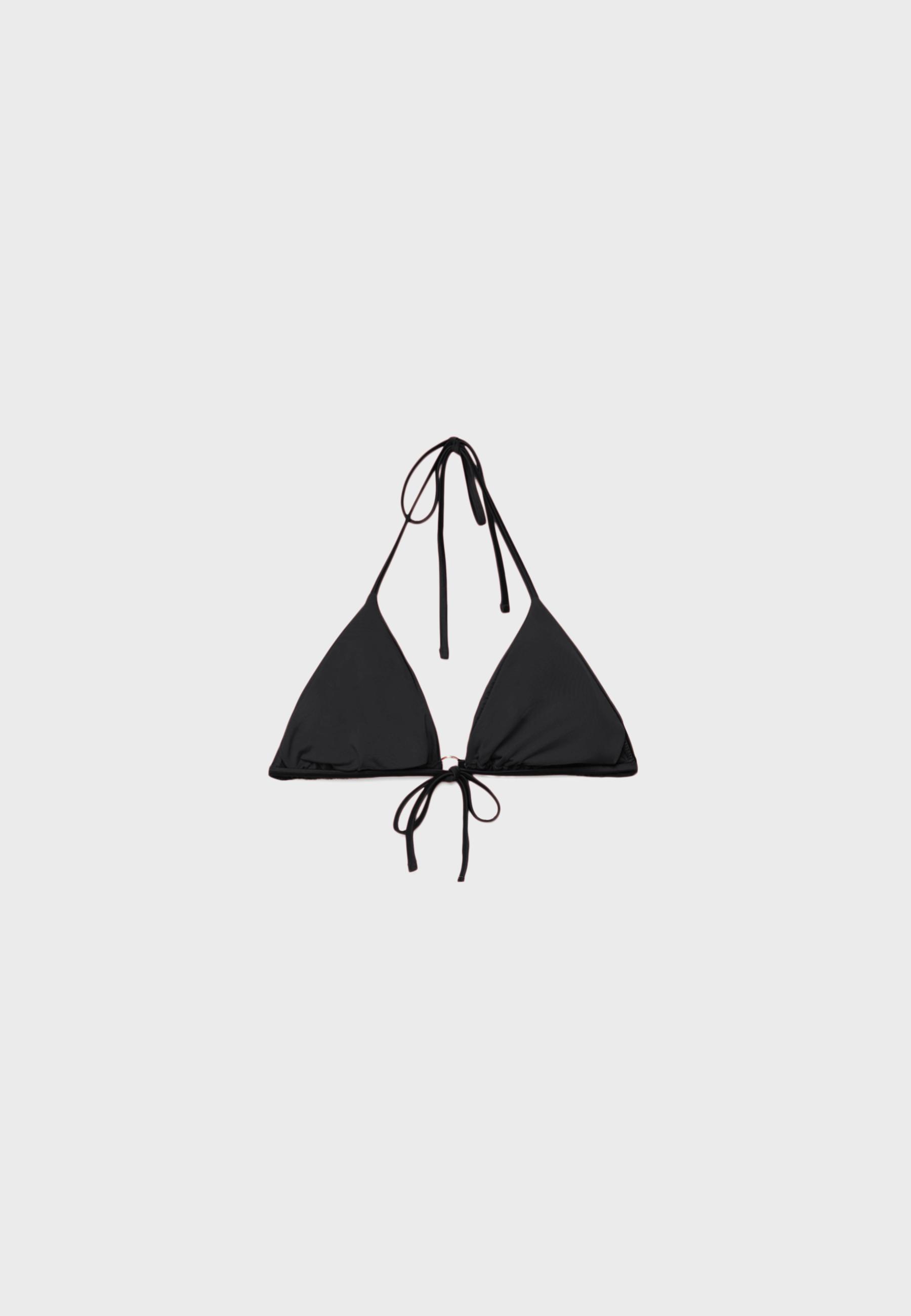 Satin triangle bikini top — Black