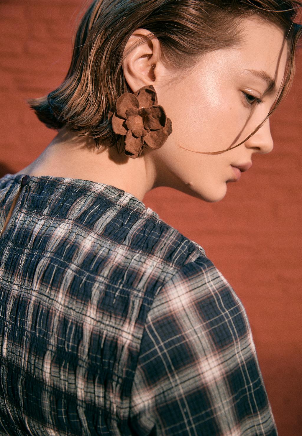 Faux suede flower earrings