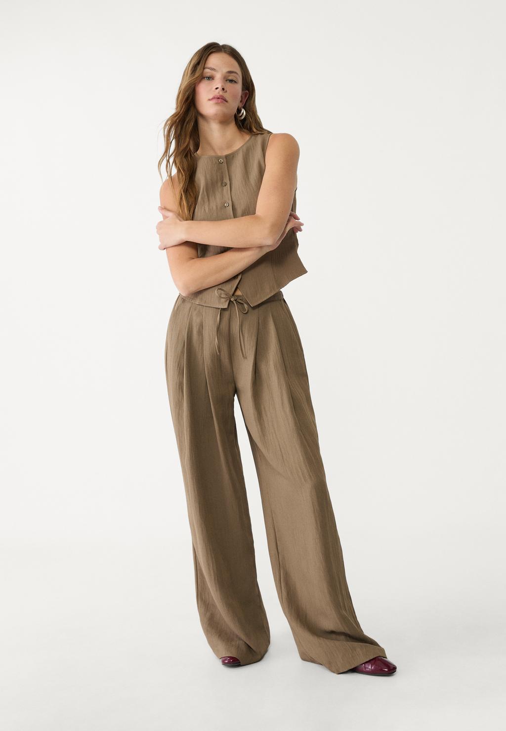 Textured drawstring trousers