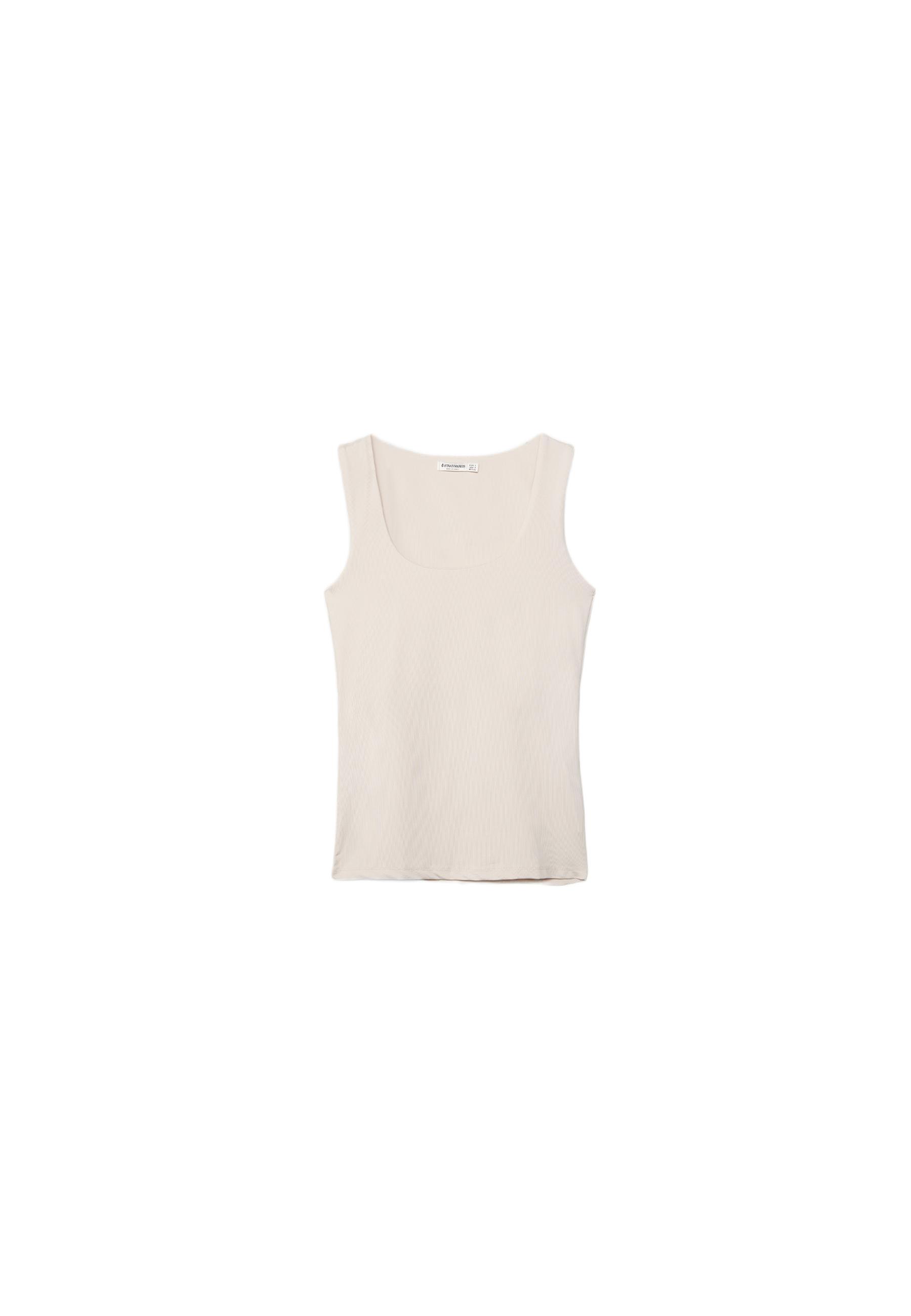 Polyamide wide-strap T-shirt — Stone