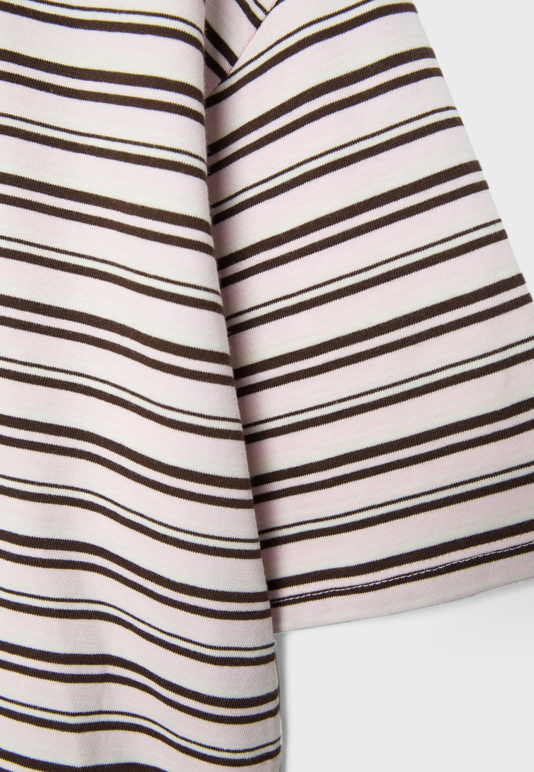 Striped short sleeve T-shirt — Salmon pink