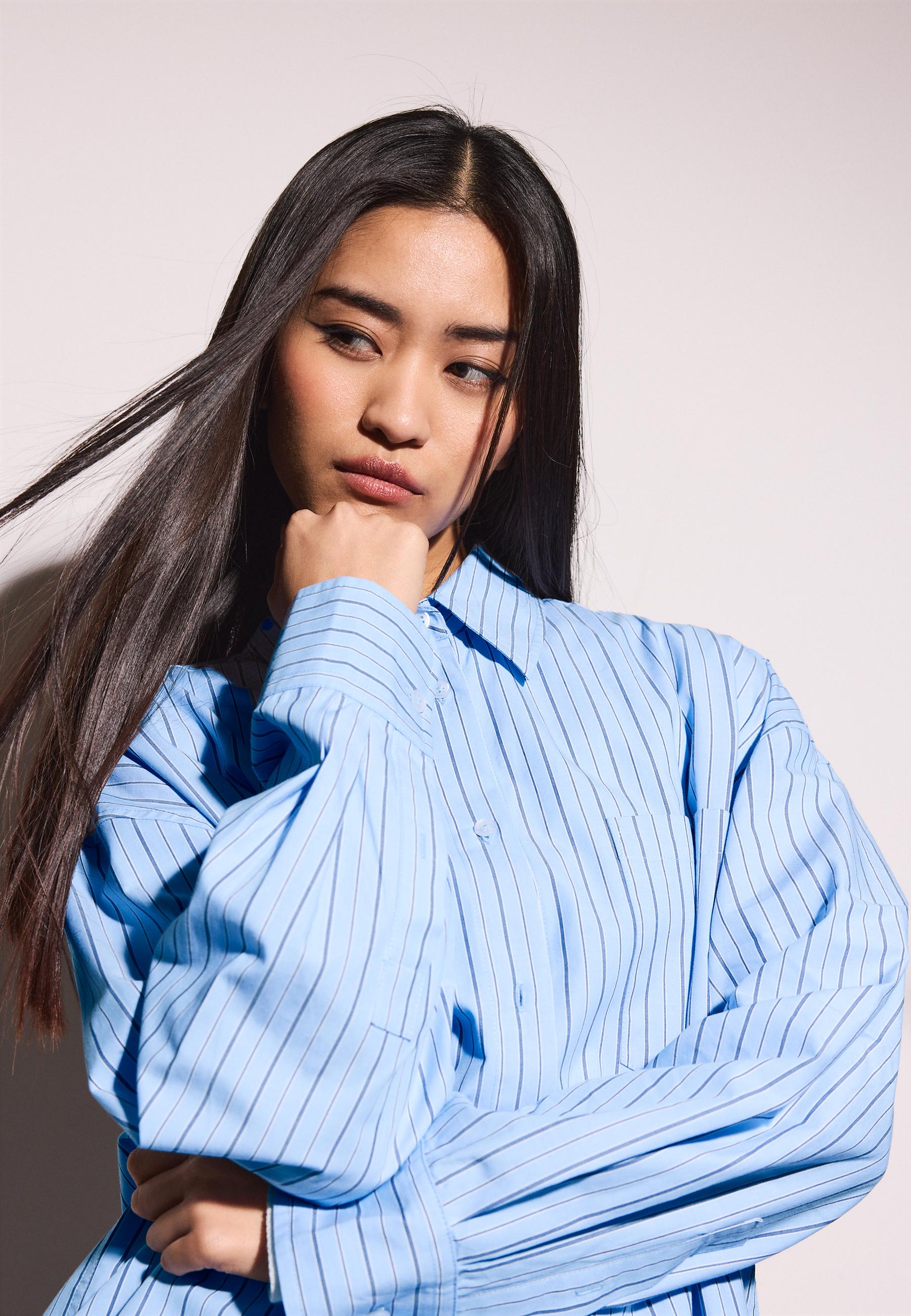 Oversize striped shirt — GREY DENIM WASH