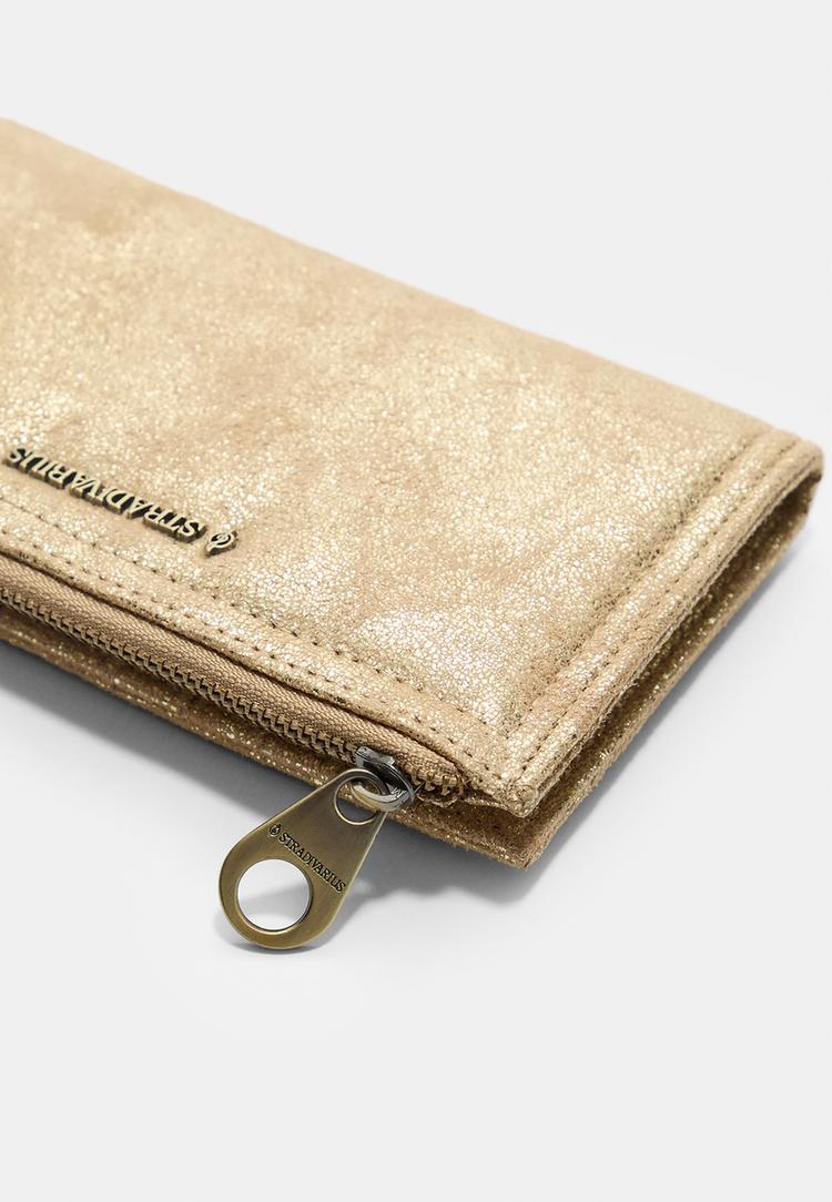 Stradivarius Πορτοφόλι Με Γκλίτερ Και Φερμουάρ Κίτρινο Os φωτογραφία