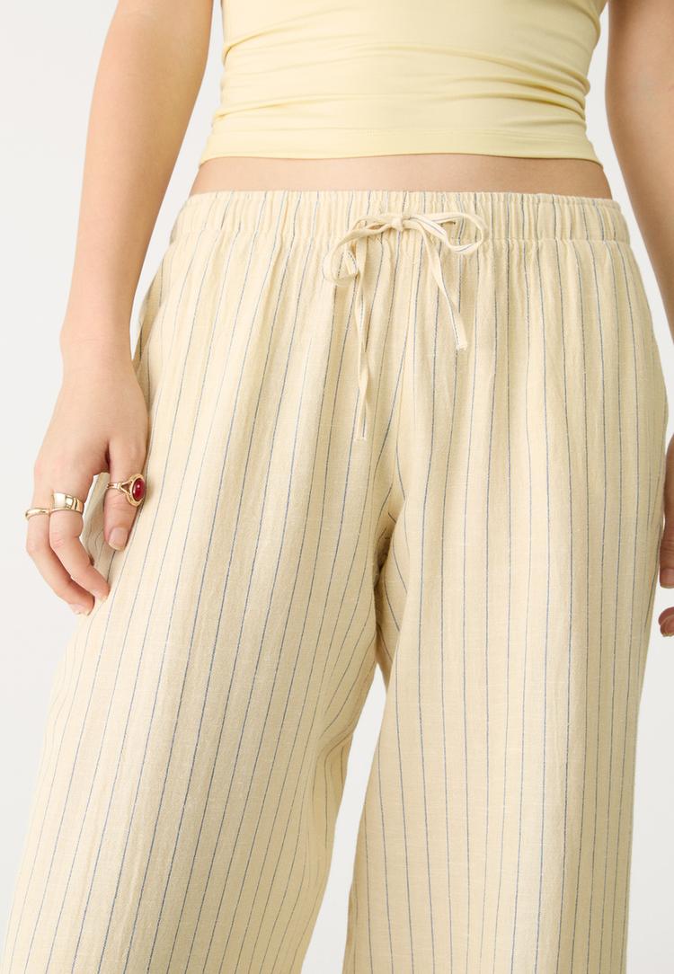 pantalon fluido con lino rayas