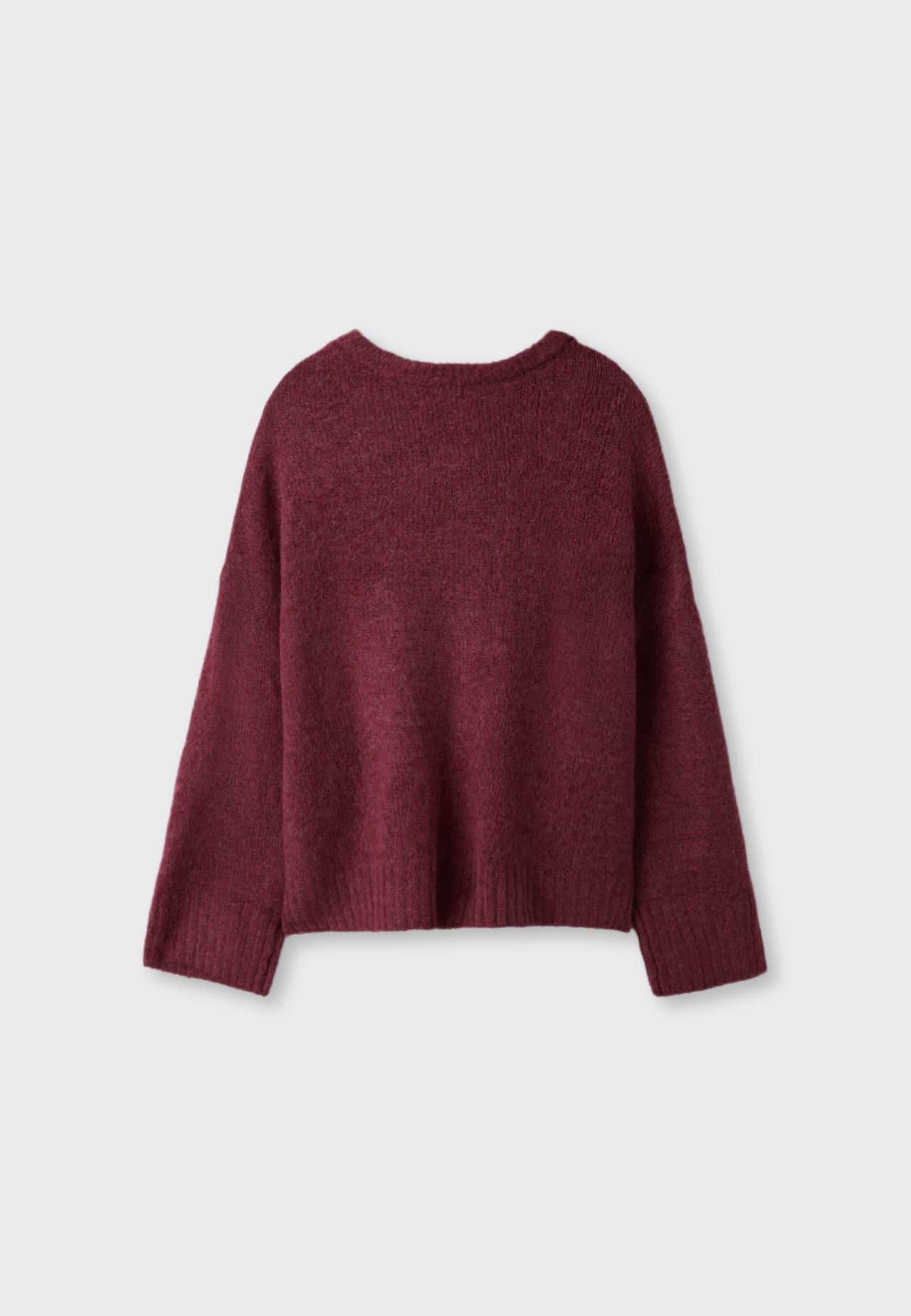 V-neck knit jumper — Dark red