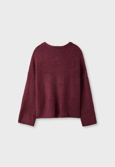 V-neck knit jumper — Dark red 8