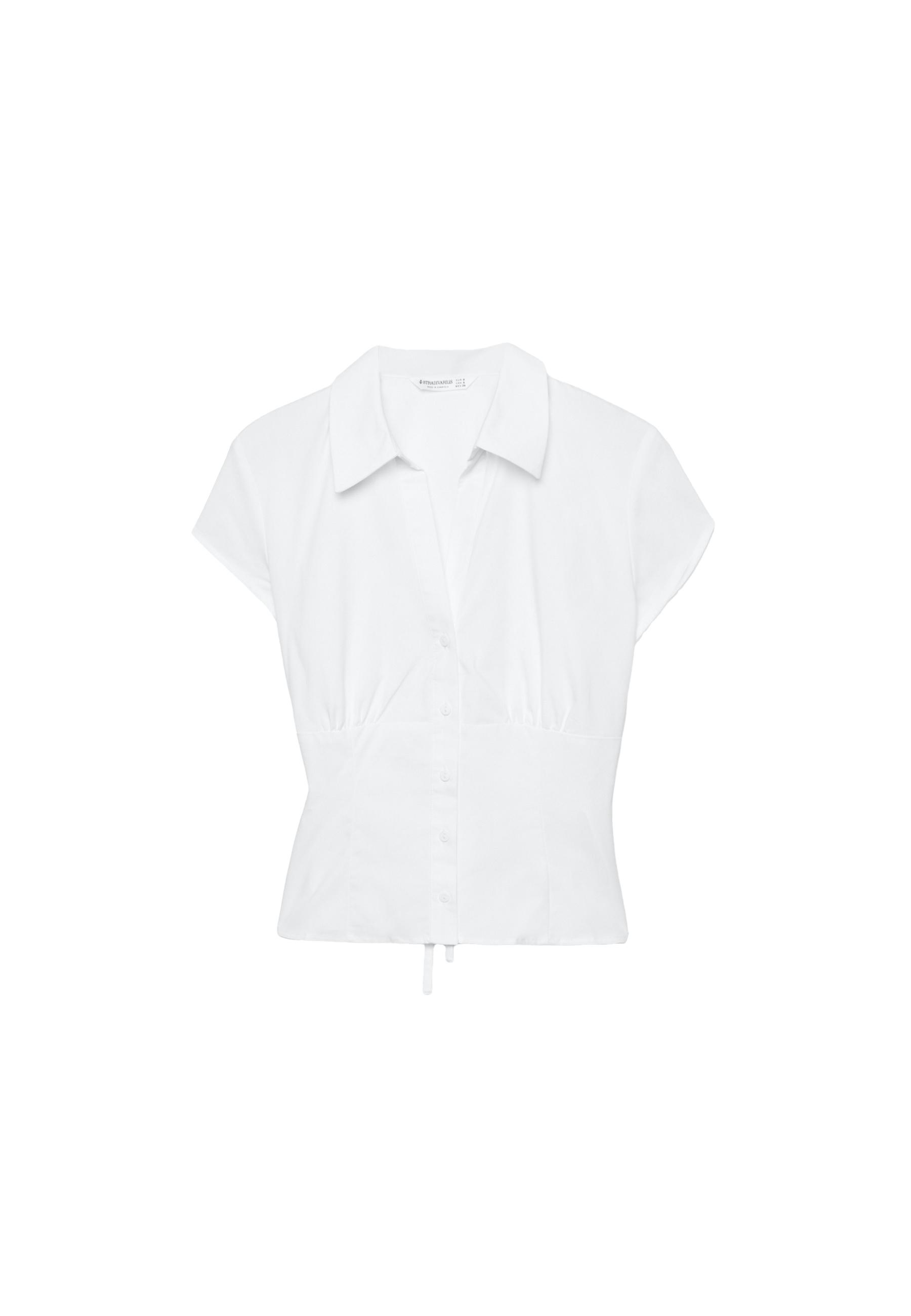 Short sleeve shirt with underbust seam — White