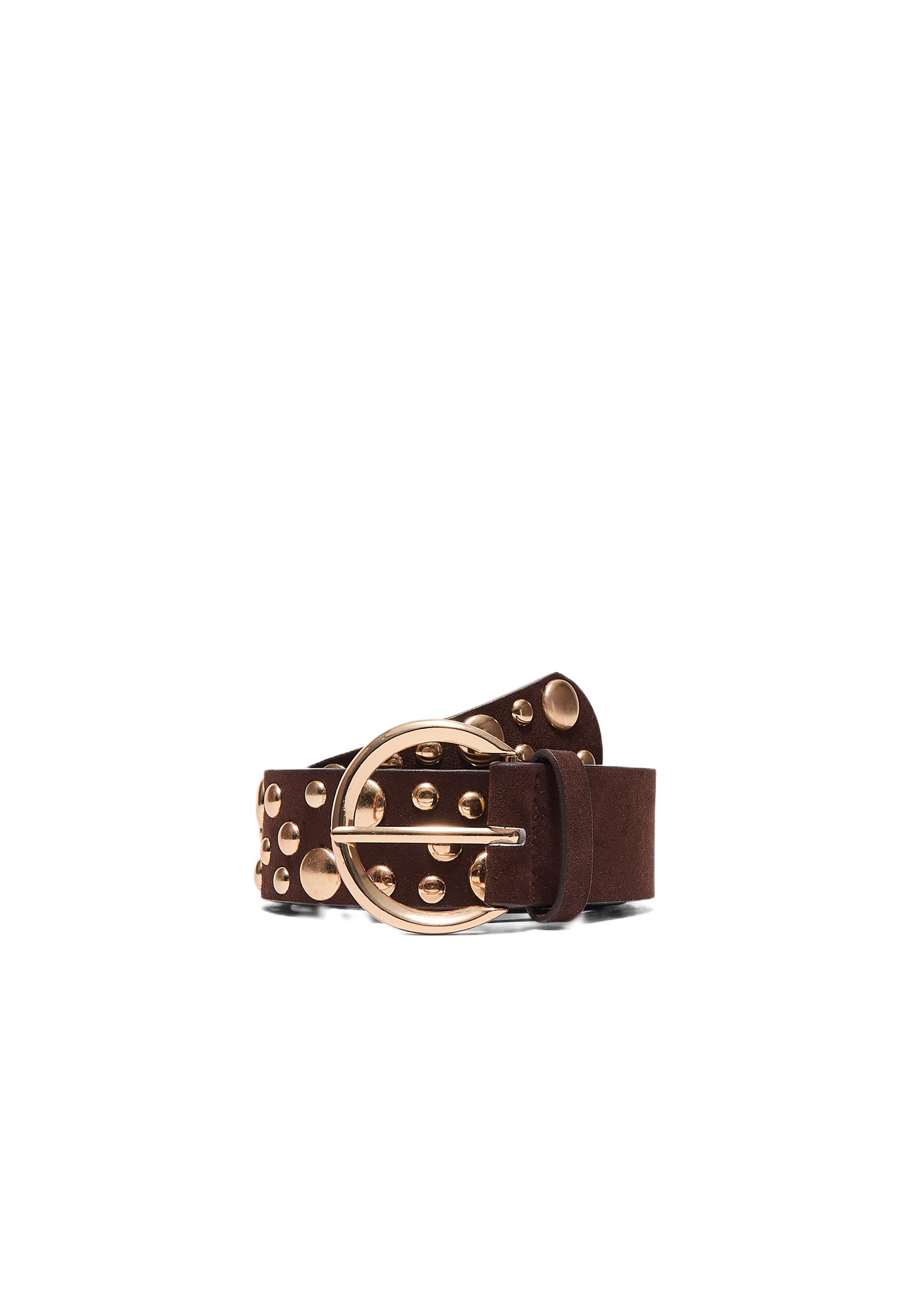 Belt with irregular multi-studs — Brown