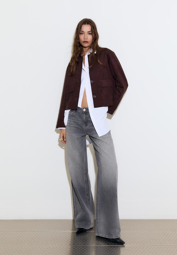 faux suede jacket with pockets