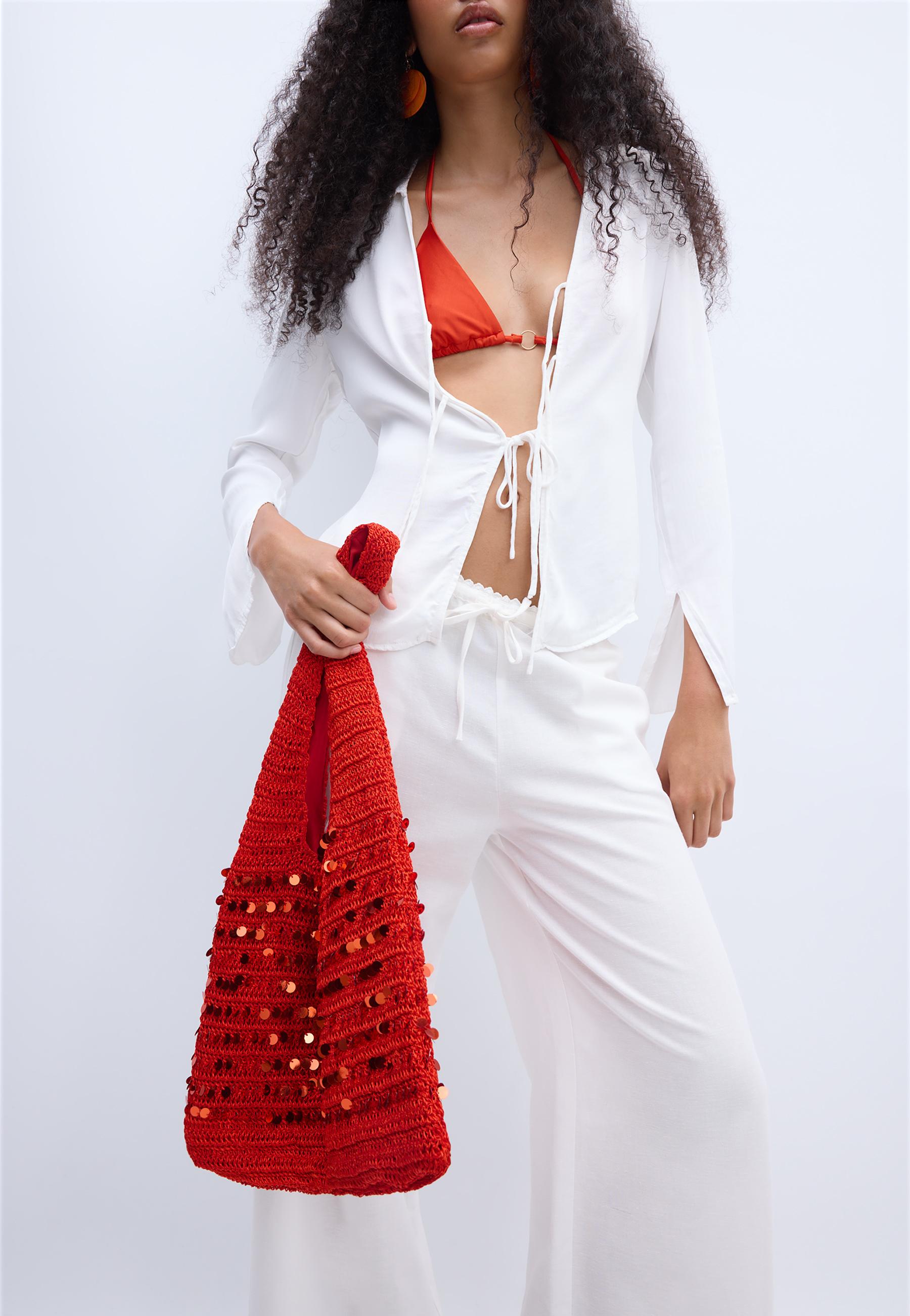 Sequin shoulder bag — Orange