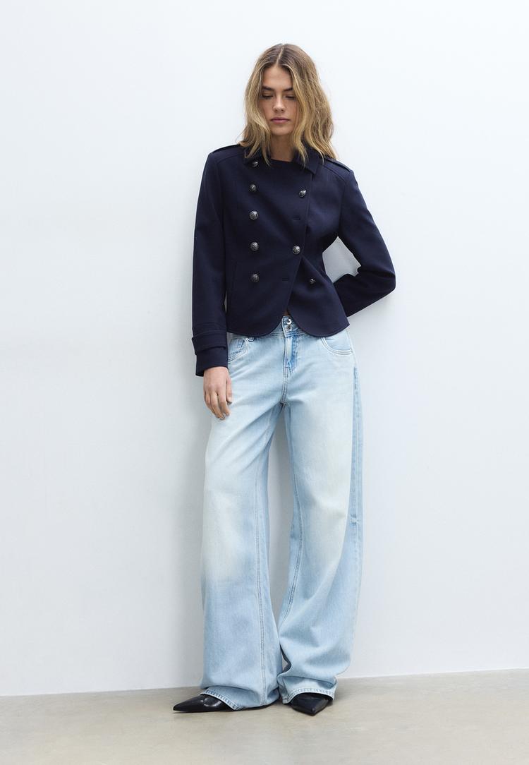 Stradivarius Low Waist-Jeans Med Dobbelt Knaplukning 32