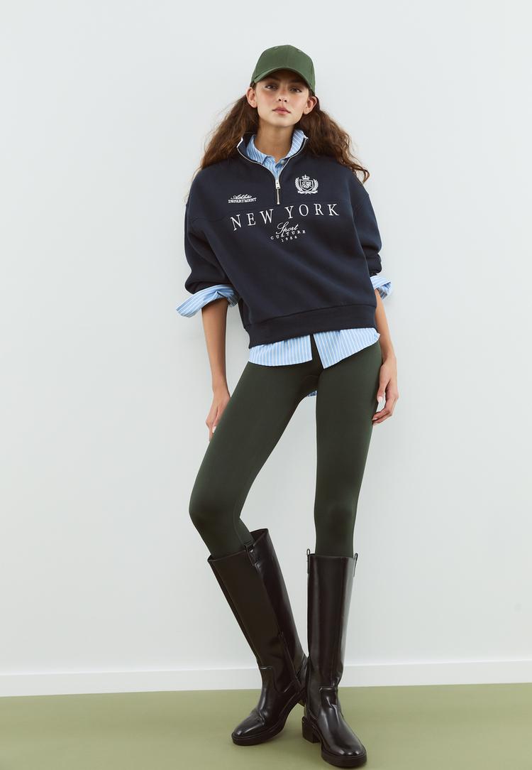 embroidered zip up sweatshirt