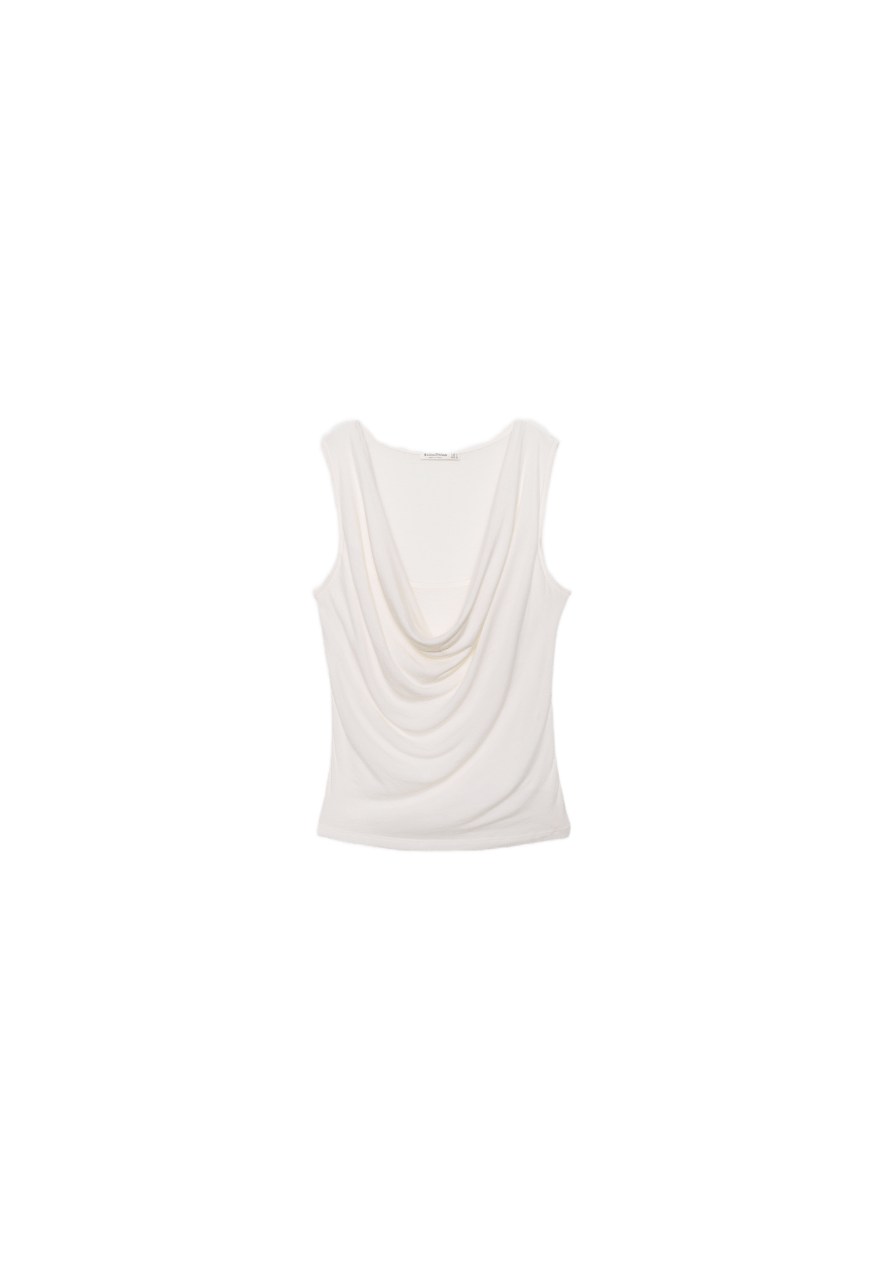 Double-layer draped neck top — Vanilla