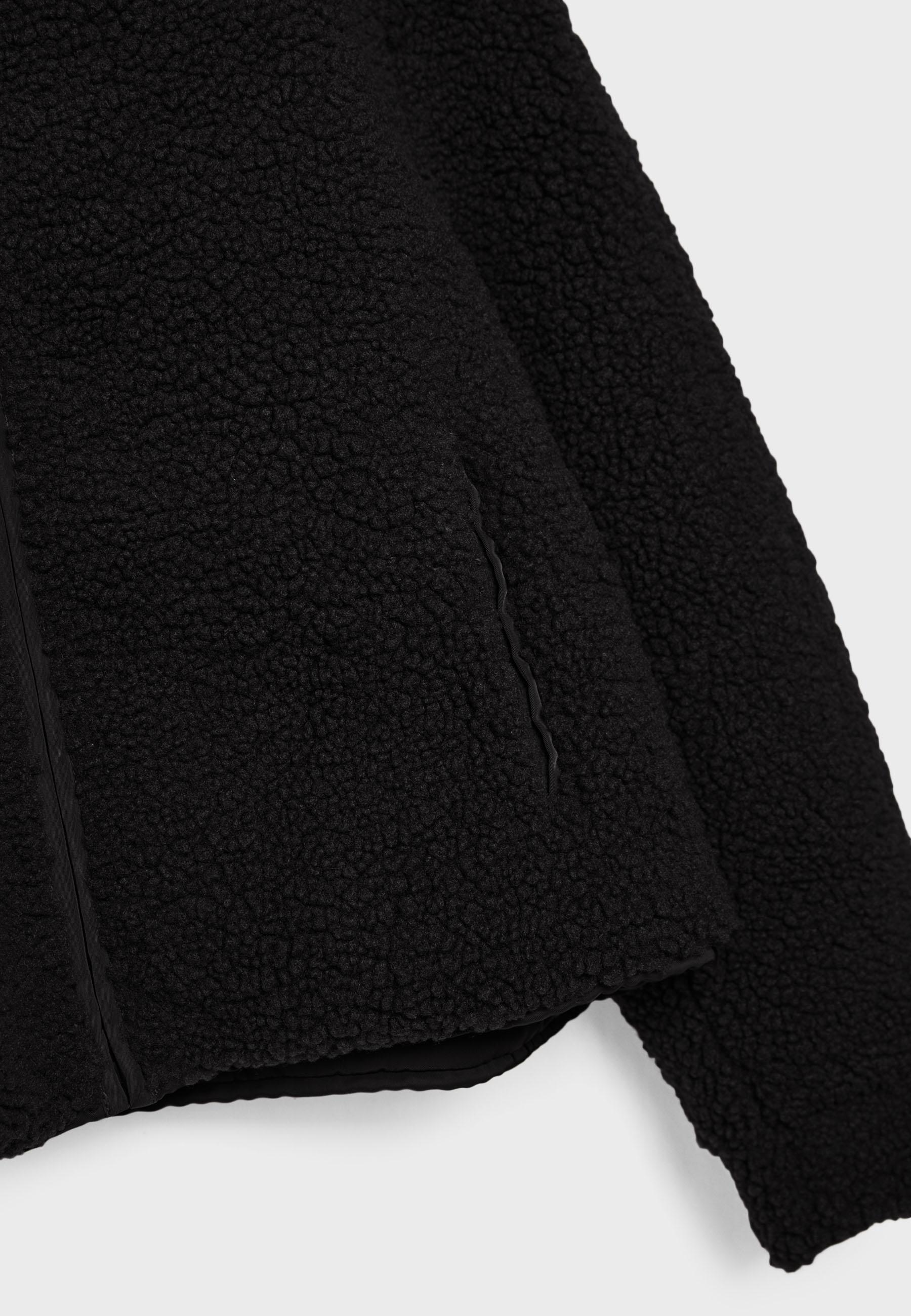 Zip-up faux shearling lined jacket — Black