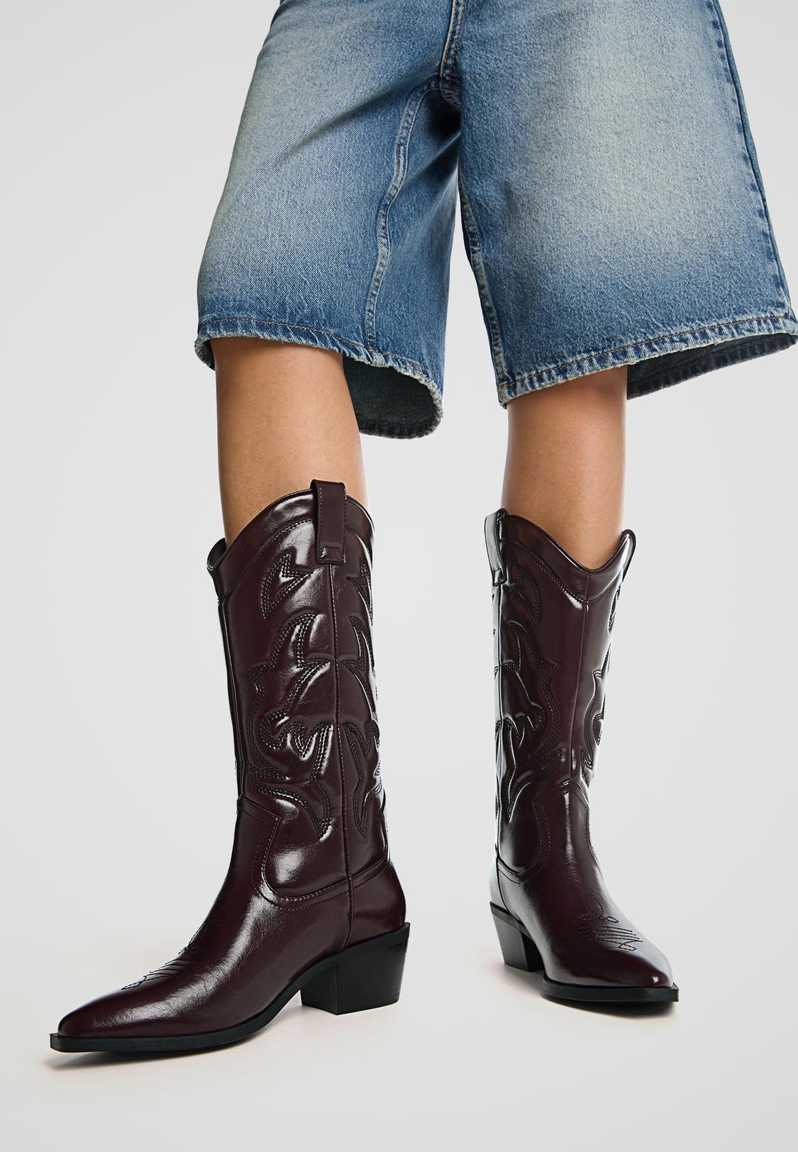 Botines Cowboy Mujer Stradivarius Botines Cowboy Botines Burdeos