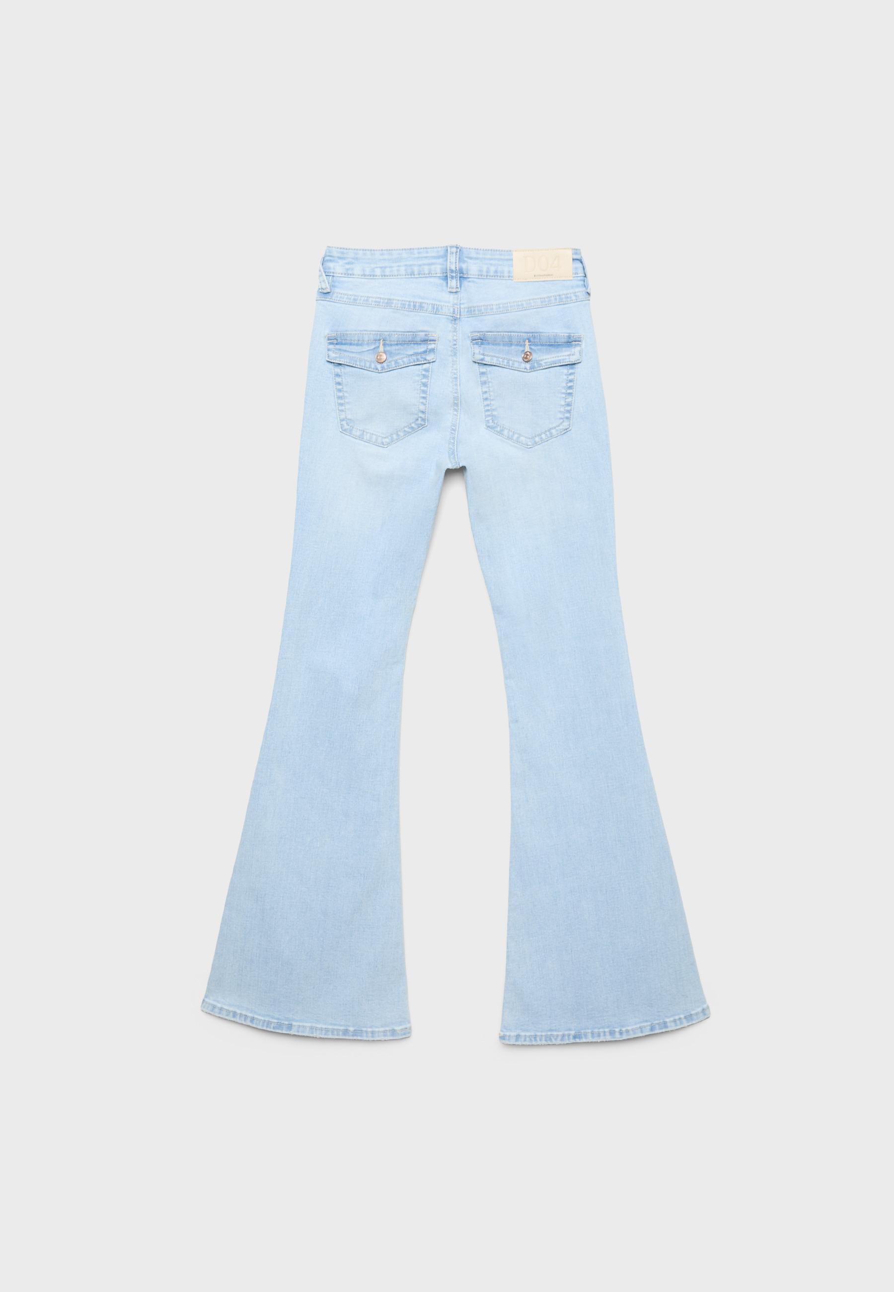 D04 low rise flared jeans — MEDIUM LIGHT BLUE DENIM