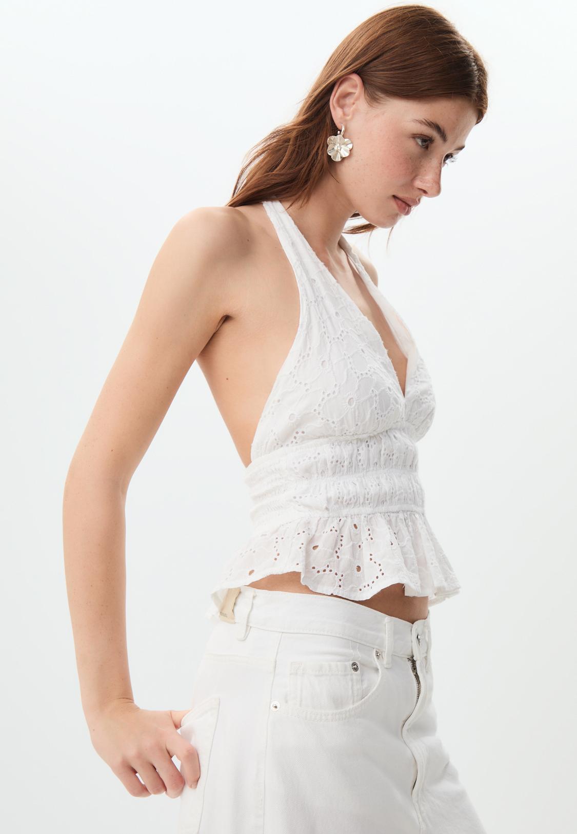 Embroidered halterneck top Women's fashion Stradivarius United