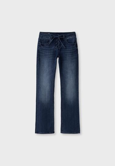 Boot-cut jeans with tie detail — BLACK DENIM WASHED EFFECT 7