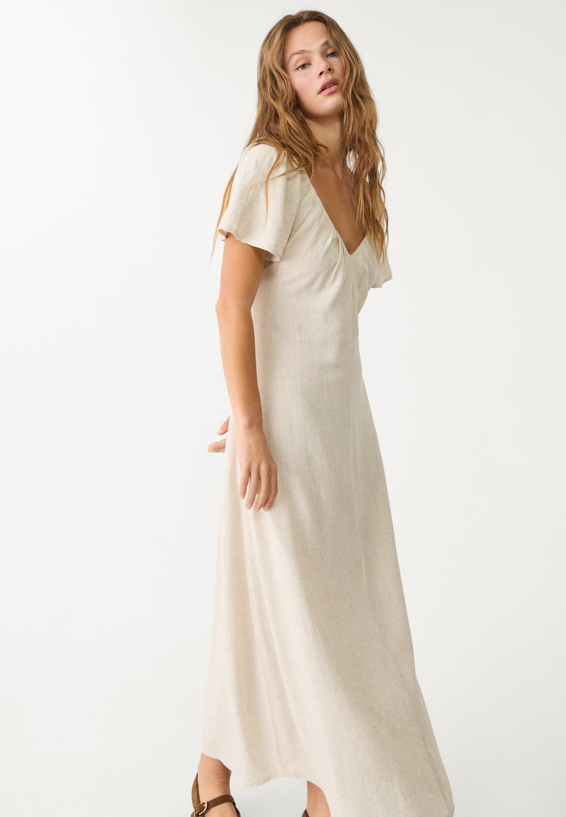 knee length dresses for ladies FLOW Drop Shoulder Linen Dress with Belt main image 0