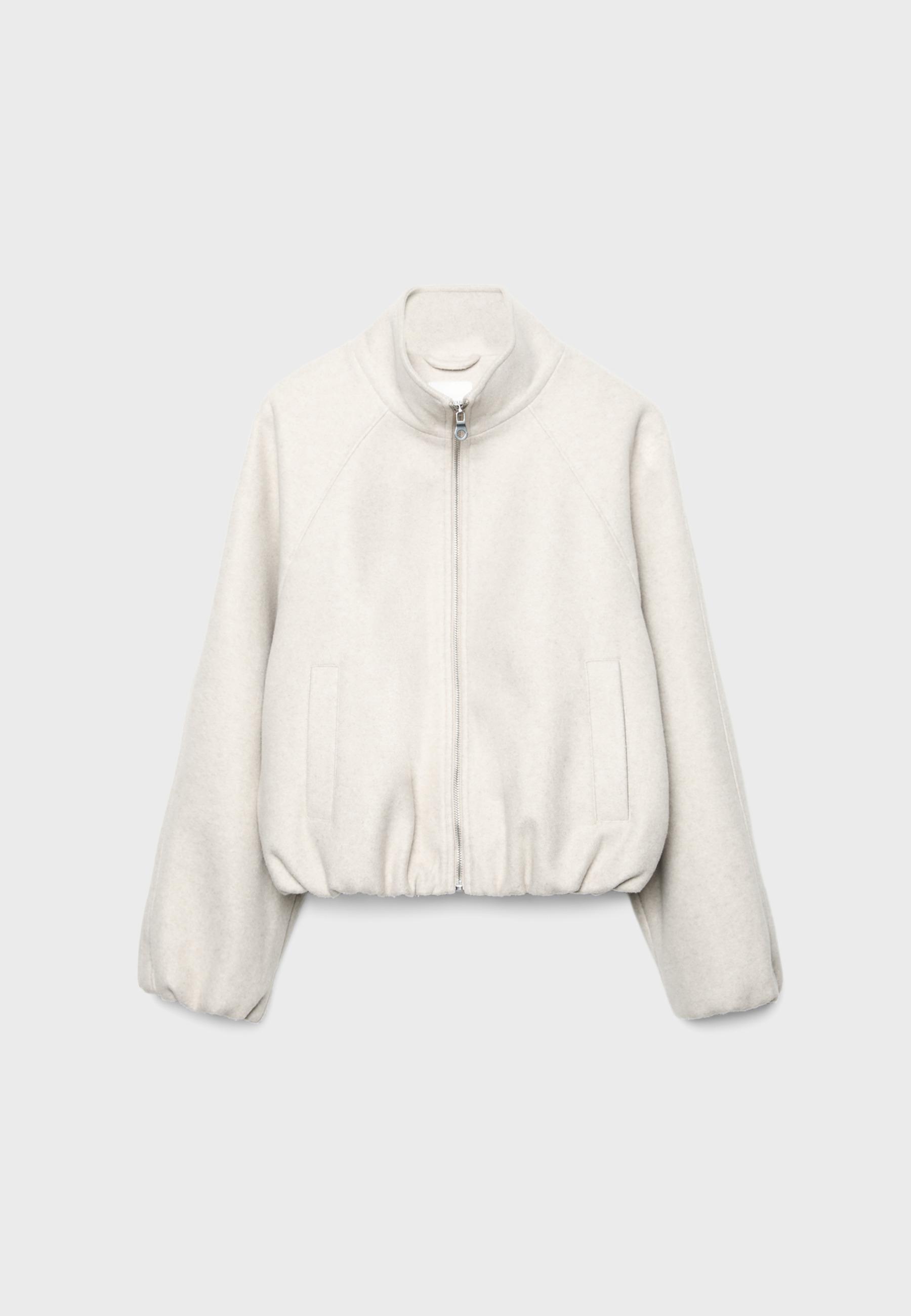 Soft-touch balloon bomber jacket — Ecru