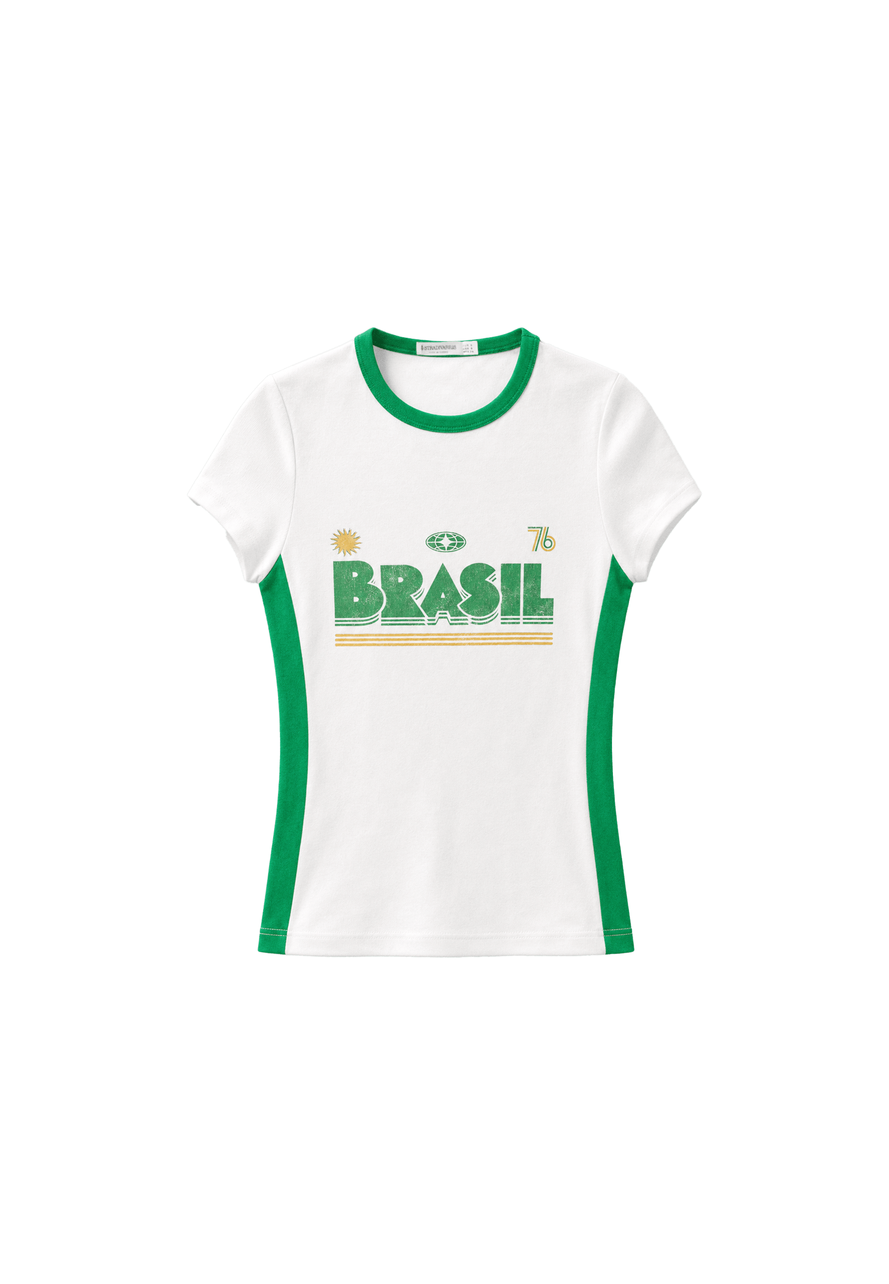 Contrast neck T-shirt with slogan — Green