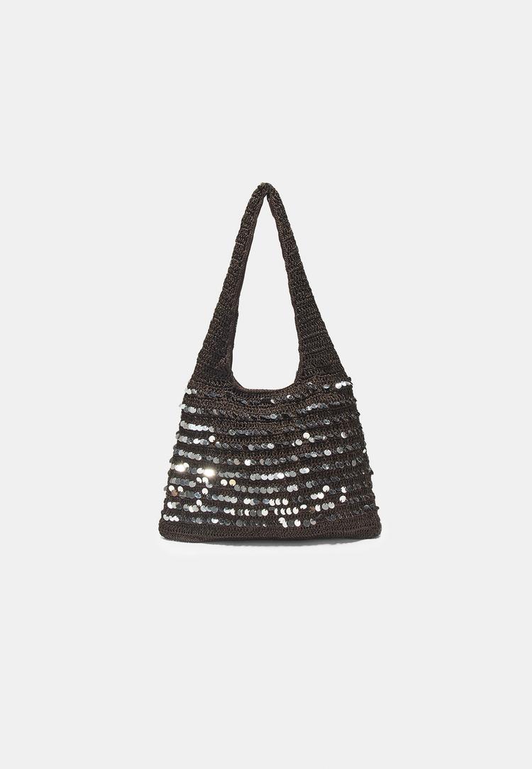 Stradivarius Geantă De Umăr Cu Paiete Maro Os
