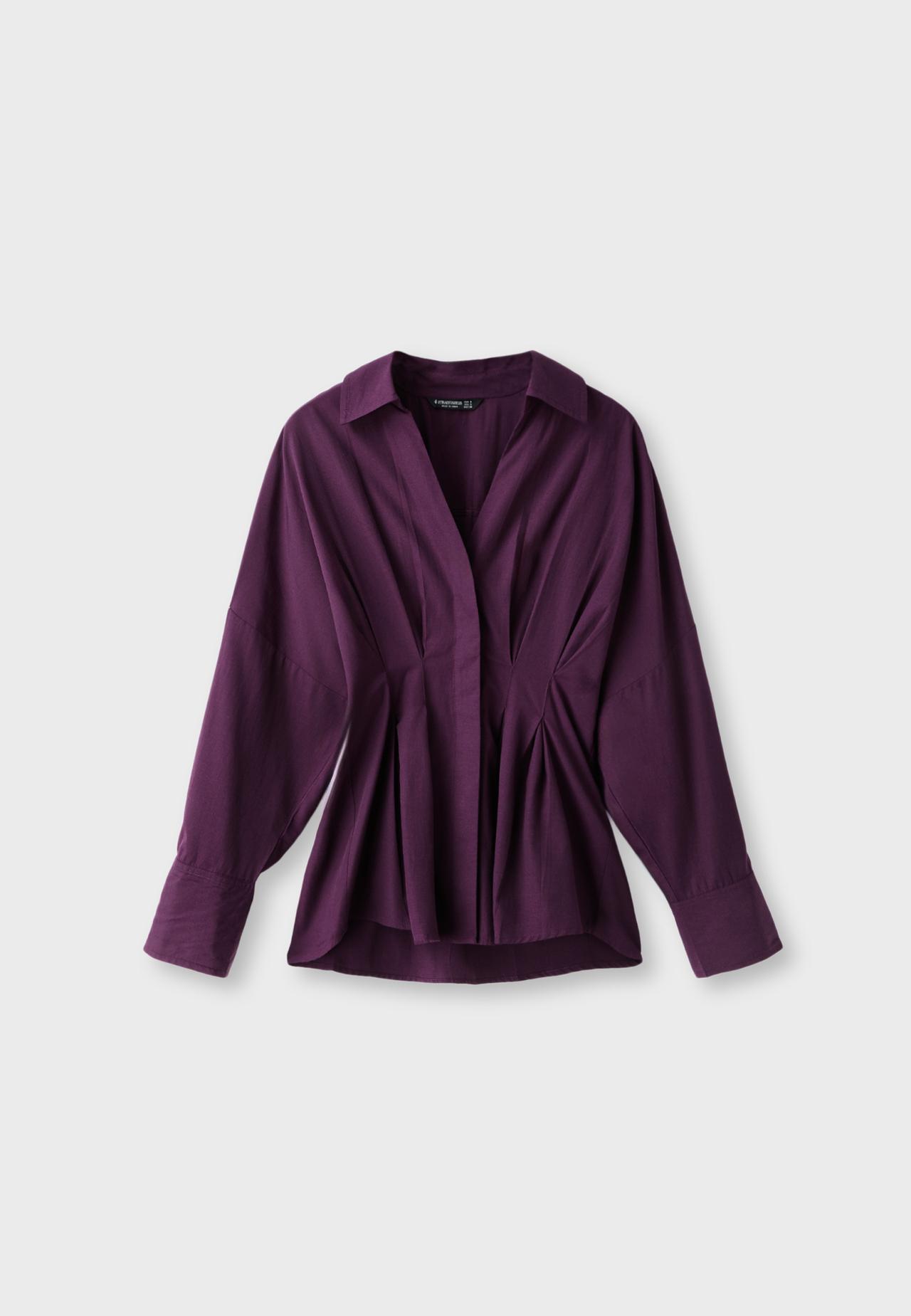 Pleated poplin shirt — Purple