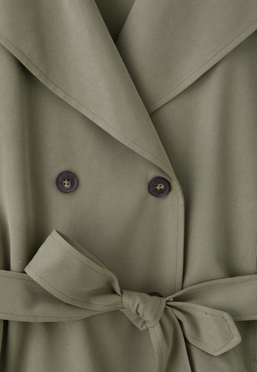 Short flowing trench coat with belt — Khaki 9