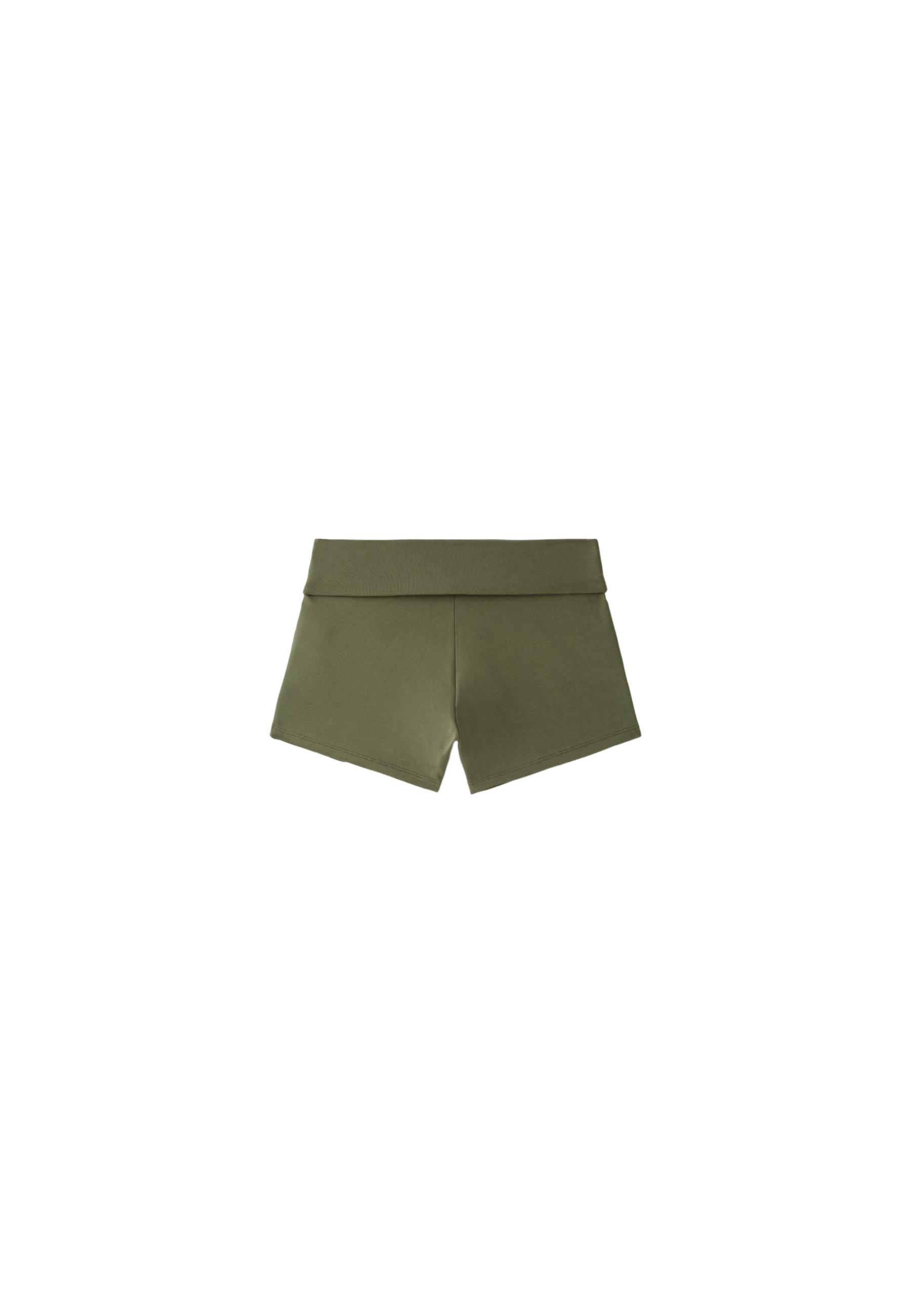 Fold-over mini shorts — Khaki