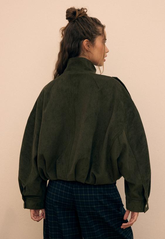 blusao oversize com efeito de camurca