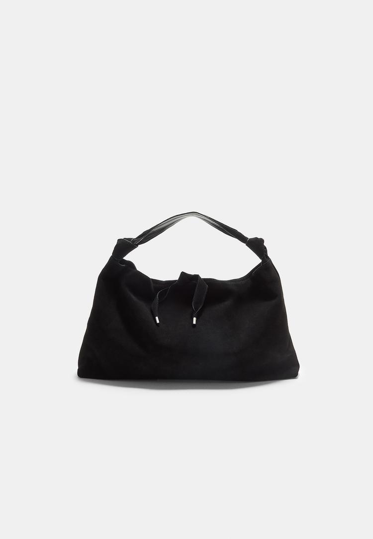 Stradivarius Geantă De Umăr Cu Noduri Din Piele Negru Os