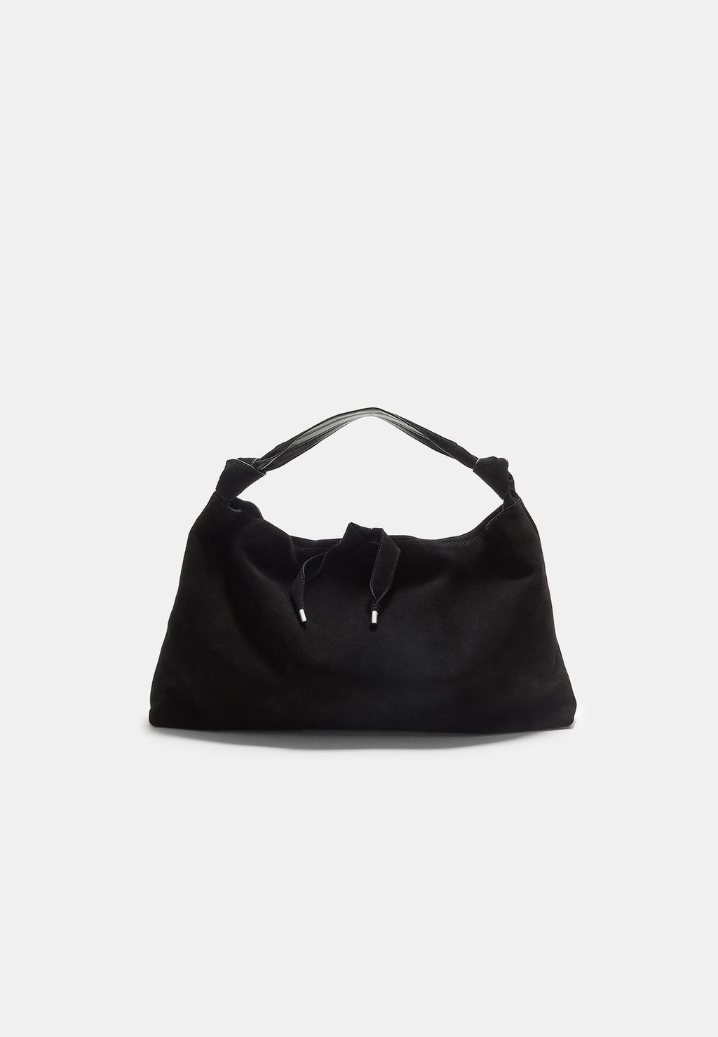 Leather shoulder bag with knots