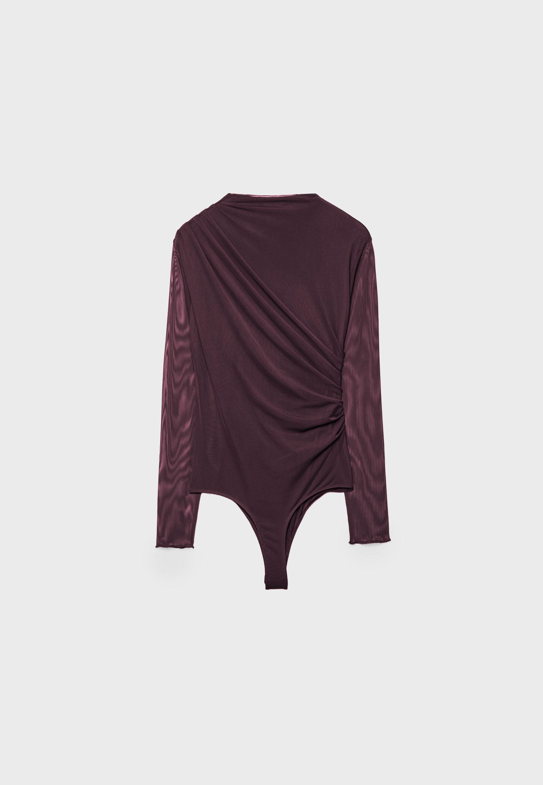 Ruched tulle bodysuit — Purple