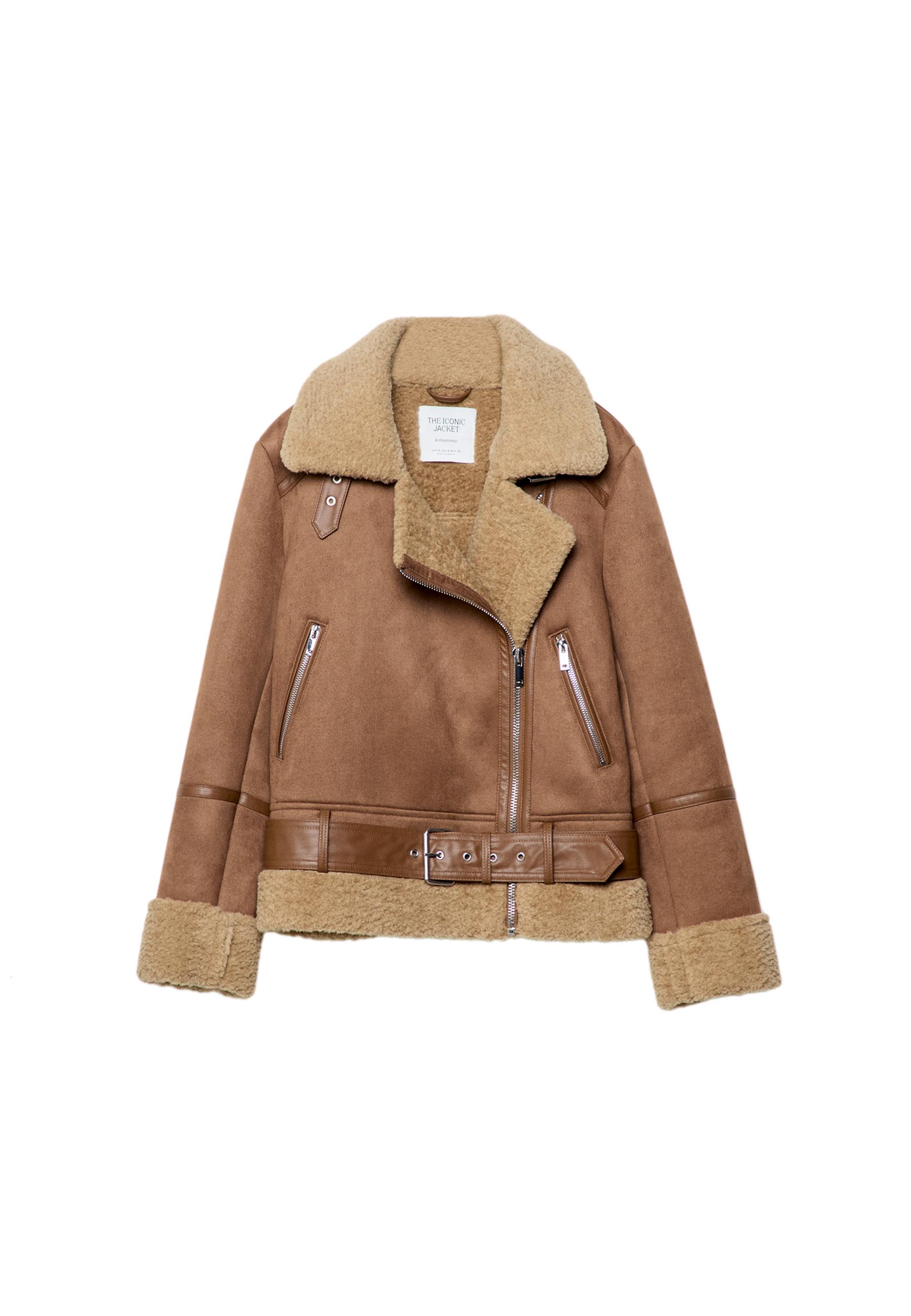 Faux suede faux shearling lined biker jacket - Women's fashion |  Stradivarius Macedonia