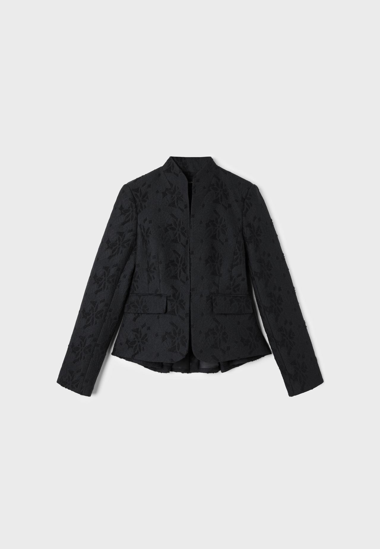 Asymmetric jacquard blazer — Black