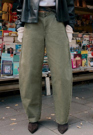 Barrel fit jeans with adjuster — Khaki 3