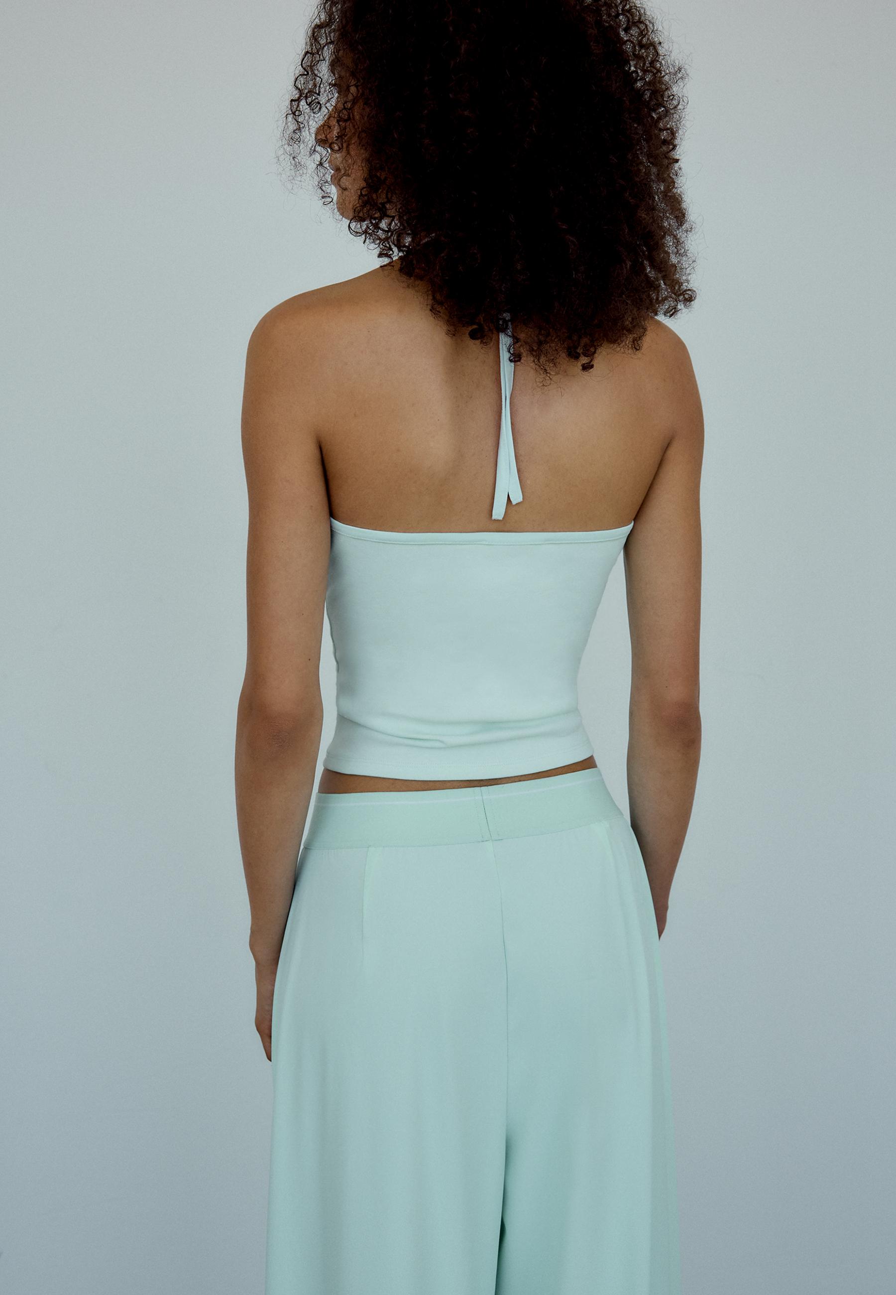 Fitted halter top — Turquoise