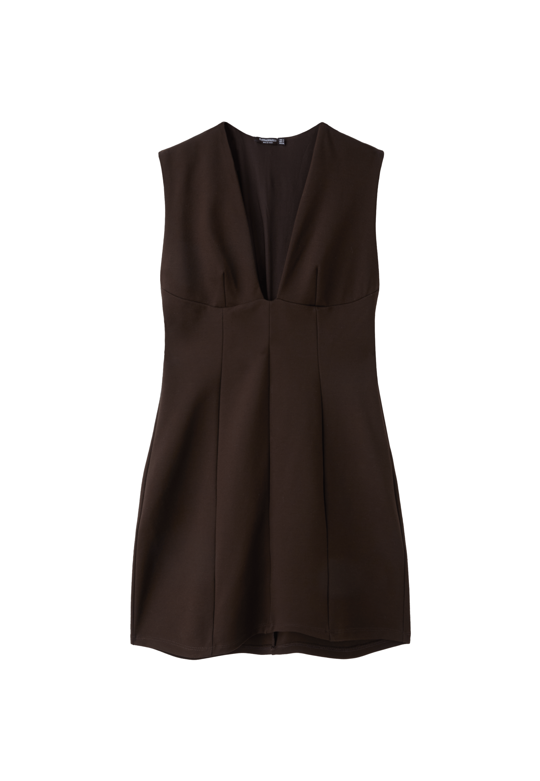 Short V-neck dress — Brown