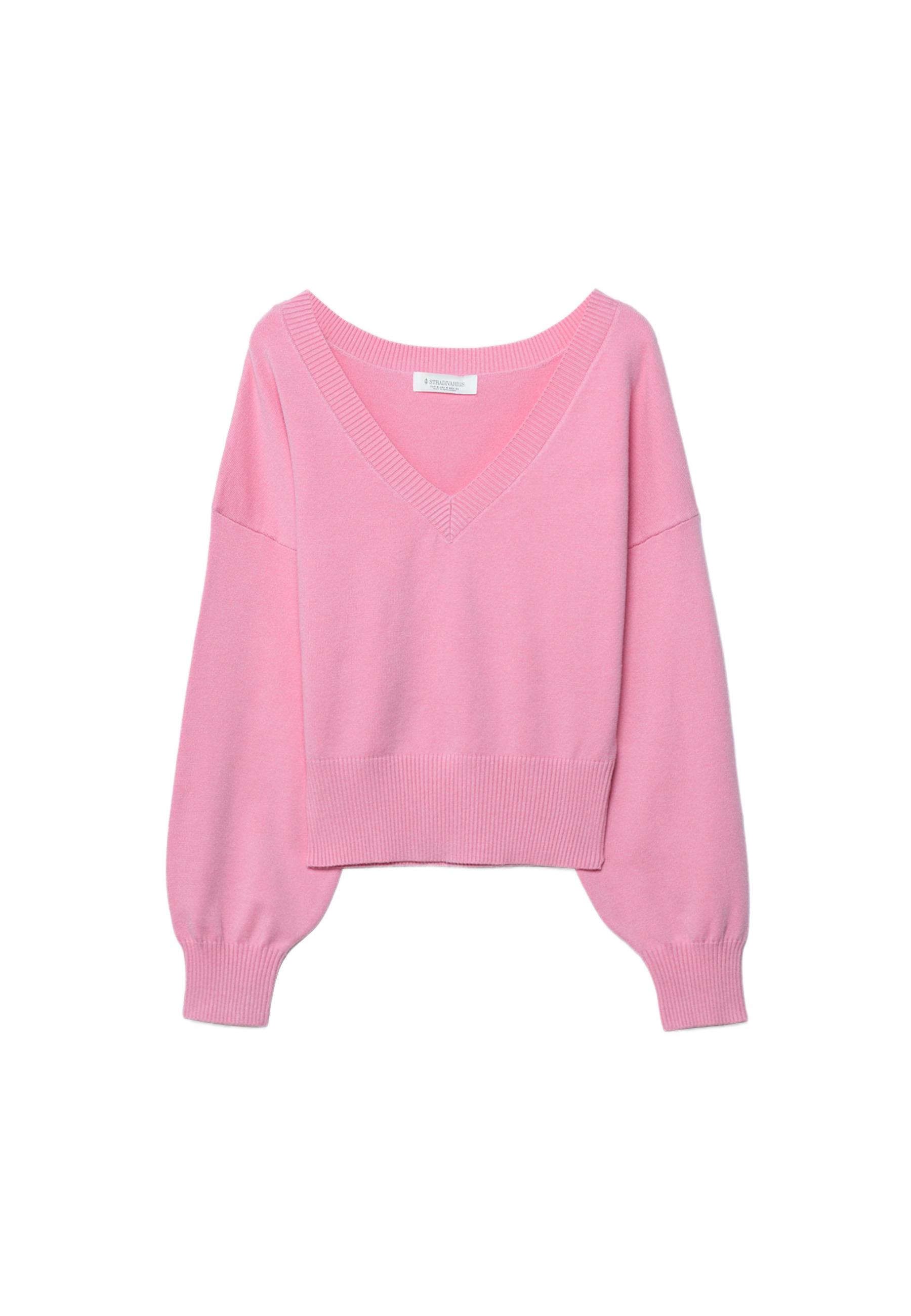 V-neck batwing sleeve jumper — Pink