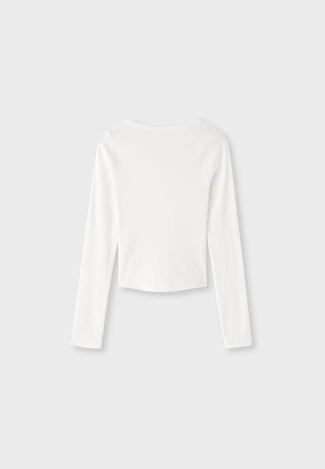 Long sleeve Henley t-shirt — Ecru