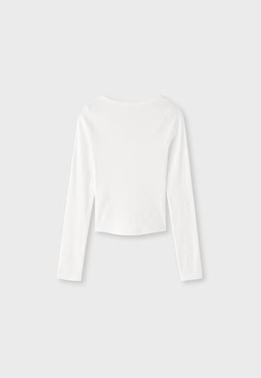 Long sleeve Henley t-shirt — Ecru 8