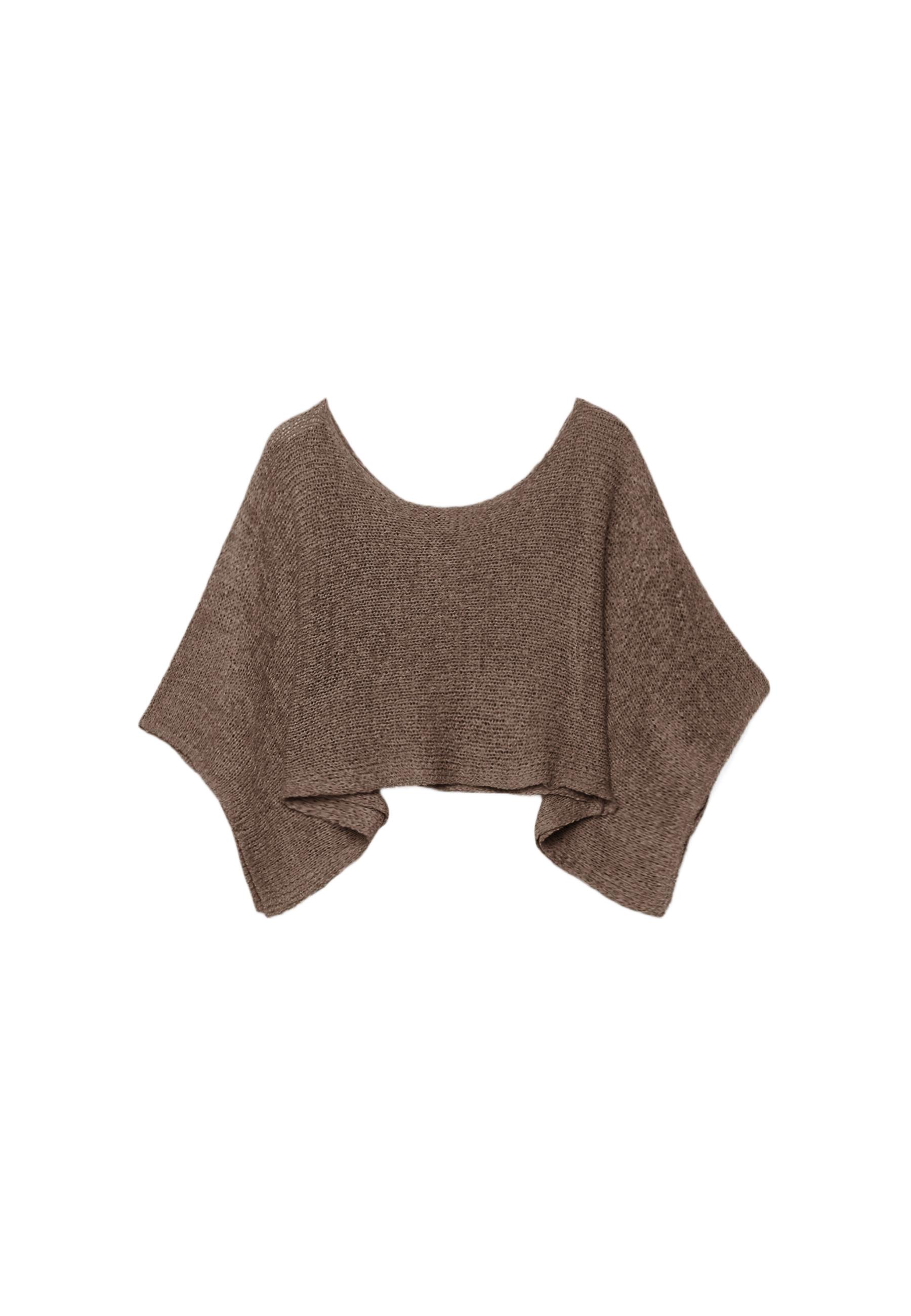 Basic cape knit jumper — Brown