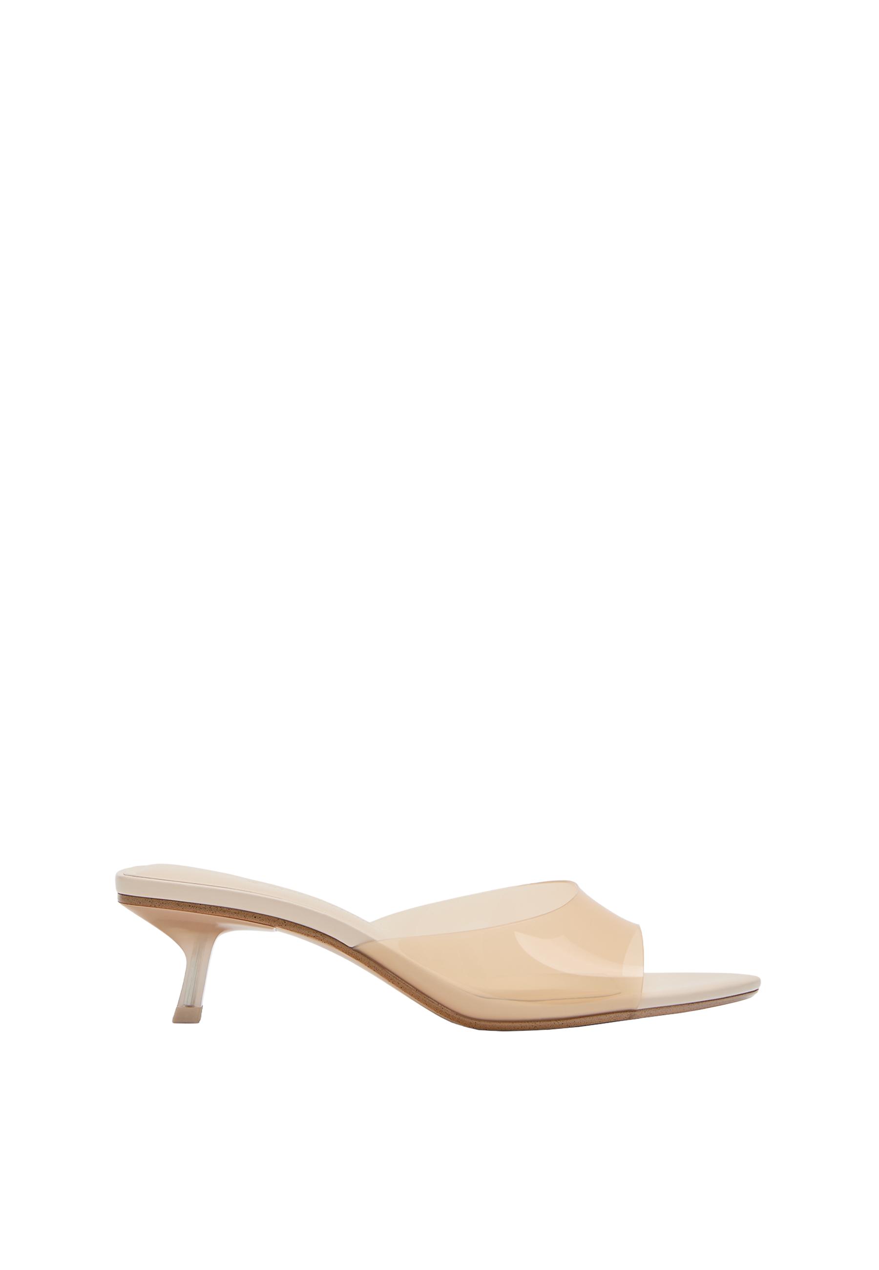 Vinyl vamp kitten heel sandals — BEIGE