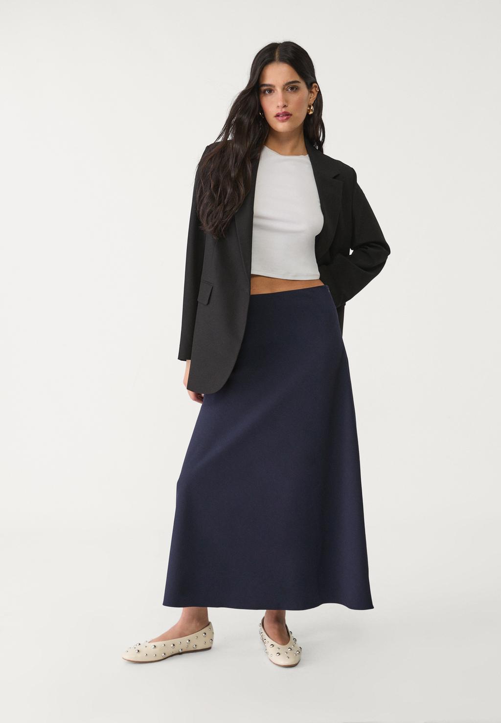 Flowing layered midi skirt