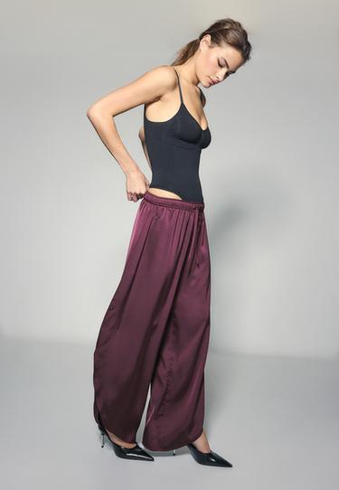 Satin trousers with split — Purple 1