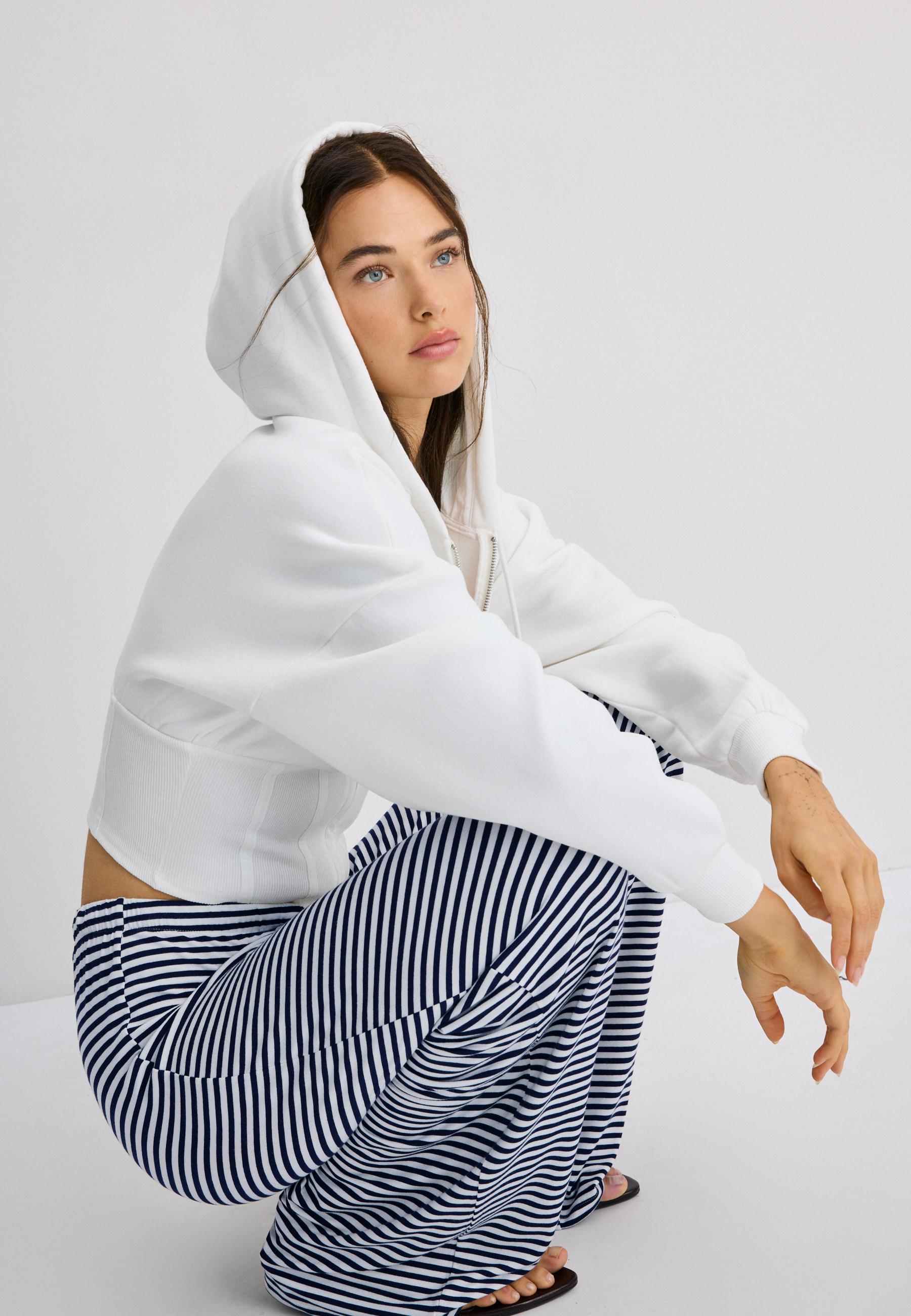Striped slim-waist joggers — Dark blue