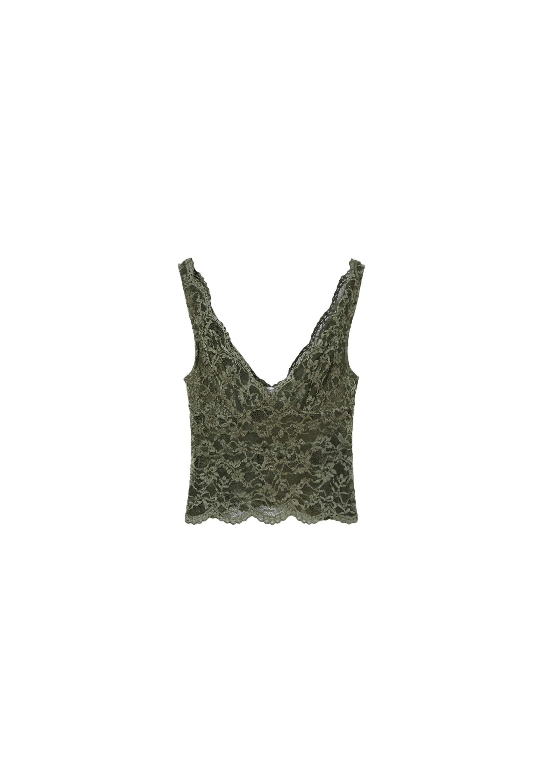 Wide-strap lace top — Khaki