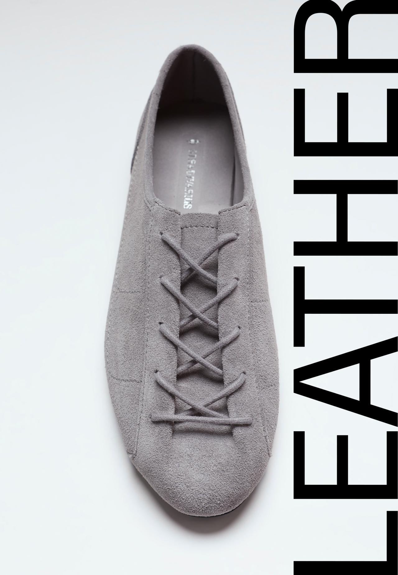 Soft leather blucher sneakers — GREY