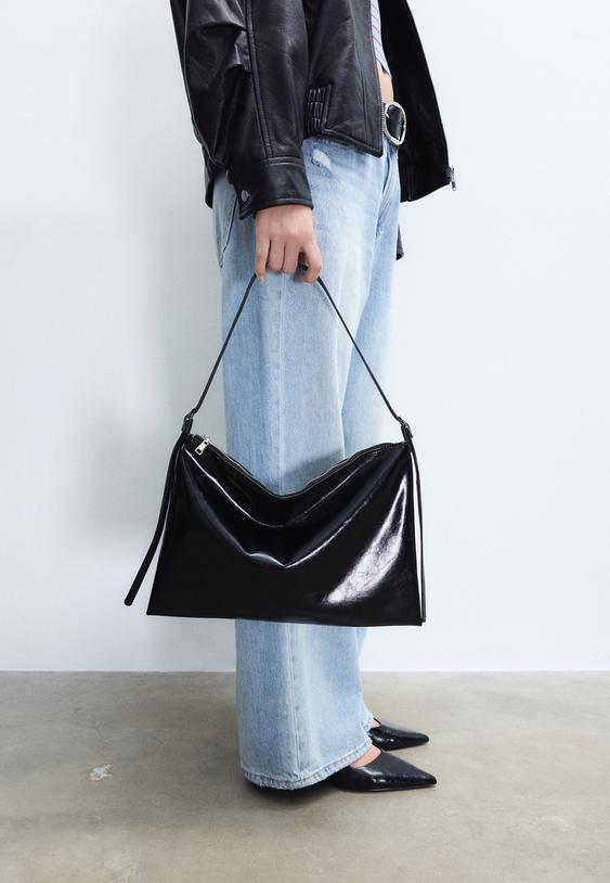 yumusak dokunuslu mini fermuarl omuz cantas